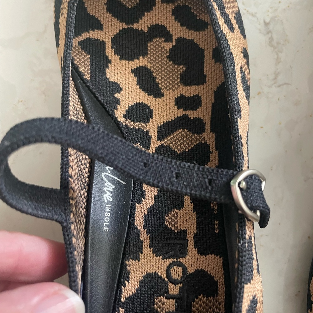 Rothy's Leopard Print Flats with Black Strap - Picture 4 of 6